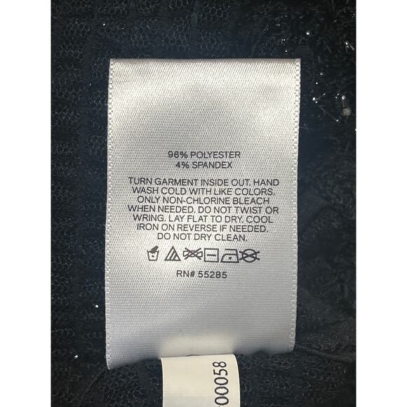 Express Women's Black Metallic Lace Long Sleeve Turtleneck Sheer Blouse Top Sz M - Picture 5 of 5